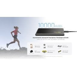 Tabelle, wie häufig verschiedene Geräte mit der Nitecore Powerbank NB Plus 10000 geladen werden können