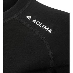 Aclima Warmwool Crew Neck Damen Jet Black Detailansicht Logo