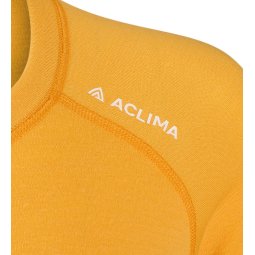 Aclima Warmwool Crew Neck Damen Mango Mojito Detailansicht Logo
