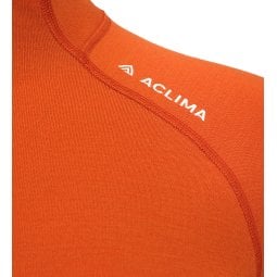Aclima Warmwool Mock Neck Zip Damen Gold Flame Logo auf Schulter