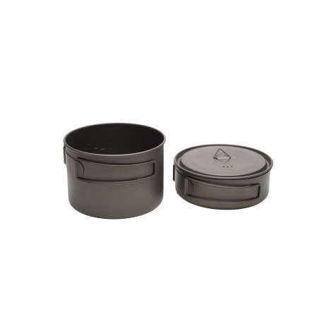 Toaks Titanium Compact Cookset mit einem Deckel für Topf und Pfanne gemeinsam