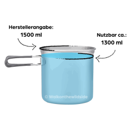 Toaks Titanium Freedom Cookset mit nutzbarem Volumen vom großen Topf