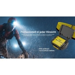 Nitecore UT27 MCT Stirnlampe mit Gehäuse das nach IP66 gegen Strahlwasser geschützt ist