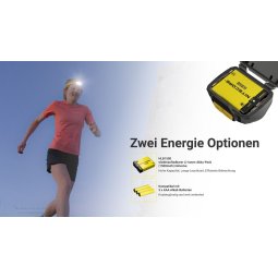 die Nitecore UT27 MCT Stirnlampe bringt einen Akku und Ladekabel mit, geht aber auch mit 3 AAA Batterien