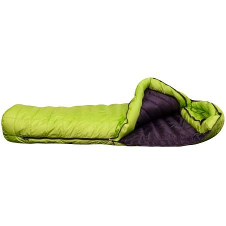 Western Mountaineering Antelope StormShield Daunenschlafsack liegend mit geöffneter Oberseite
