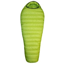 Western Mountaineering Antelope StormShield Daunenschlafsack aufrecht komplett geschlossen