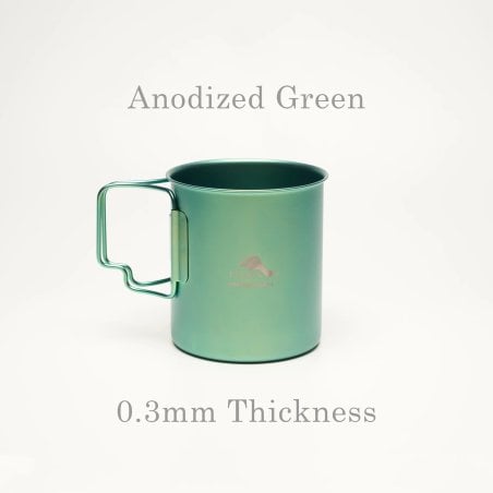 Toaks Light Titanium 450ml Cup Anodisiert grüne Titantasse mit 0,3mm Wandstärke