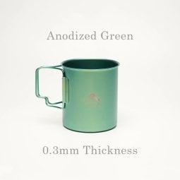 Toaks Light Titanium 450ml Cup Anodisiert grüne Titantasse mit 0,3mm Wandstärke