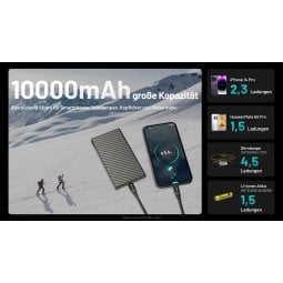 Nitecore Powerbank SUMMIT10000 mit 10.000 mAh für mehrere Ladyzyklen verschiedener Geräte