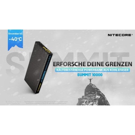 Nitecore Powerbank SUMMIT10000 für den Einsatz in niedrigen Temperaturen ohne großen Leistungsverlust