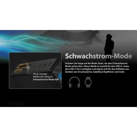 Nitecore Powerbank SUMMIT20000 mit Schwachstrom Modus zum Aufladen von Geräten mit niedirgem Bedarf