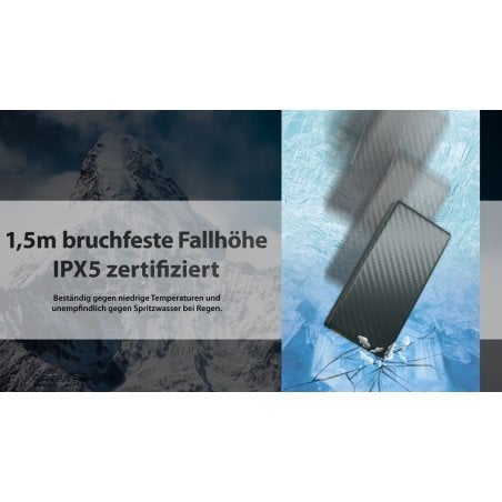 Nitecore Powerbank SUMMIT20000 mit Schutz gegen Strahlwasser und einer bruchsicheren Fallhöhe von 1,5 m