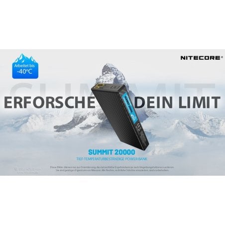 Nitecore Powerbank SUMMIT20000 kann bei Temperaturen bis -40°C noch arbeiten