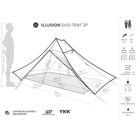 Abmessungen Liteway Illusion Duo Zelt