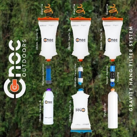 Cnoc Vesica 28mm Faltflasche mit der VectoX Trinkblase mit 28mm Gewinde und einem separaten Filter