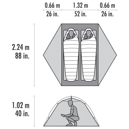 Abmessungen MSR Hubba Hubba LT 2 Personen Zelt