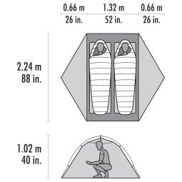 Abmessungen MSR Hubba Hubba LT 2 Personen Zelt