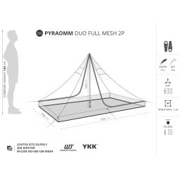 Abmessungen Liteway PyraOmm Duo Full Mesh Shelter