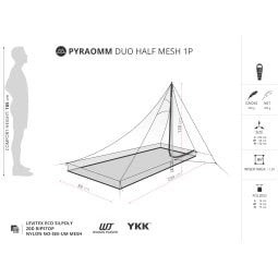 Abmessungen Liteway PyraOmm Duo Half Mesh Shelter