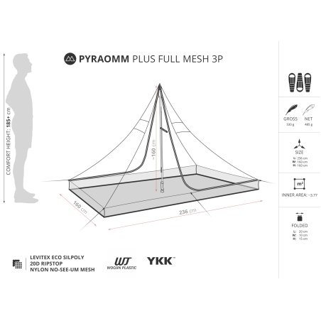 Datenblatt des Liteway PyraOmm Plus Full Mesh Shelters