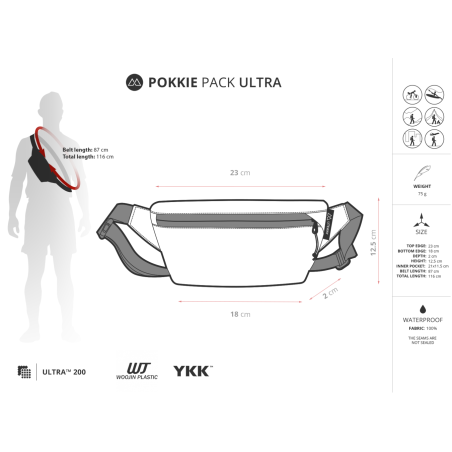 Abmessungen Liteway Pokkie Pack Ultra Hüfttasche