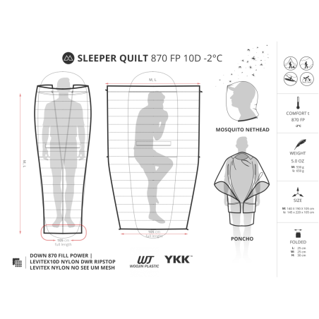 Datenblatt mit Abmessungen Liteway Sleeper Quilt 870+ FP 10D