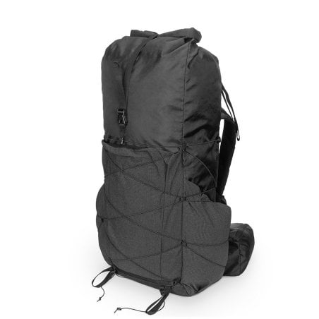 Liteway Elementum Ecopak ultraleichter Trekking Rucksack 50L in Schwarz seitlich