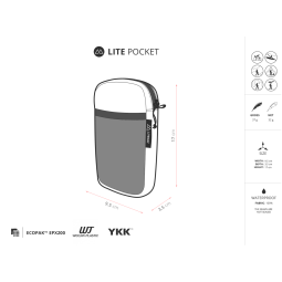 Abmessungen der Liteway Lite Pocket Ecopak für Rucksack Schulterträger