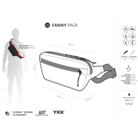 Liteway Fanny Pack Ecopak Hüfttasche Abmessungen