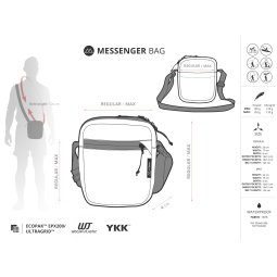 Abmessungen Liteway Messenger Bag Ecopak in der regulären und Max Größe im Vergleich
