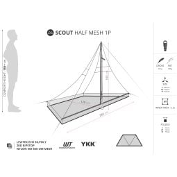 Abmessungen und Details Liteway Scout Half Mesh Shelter