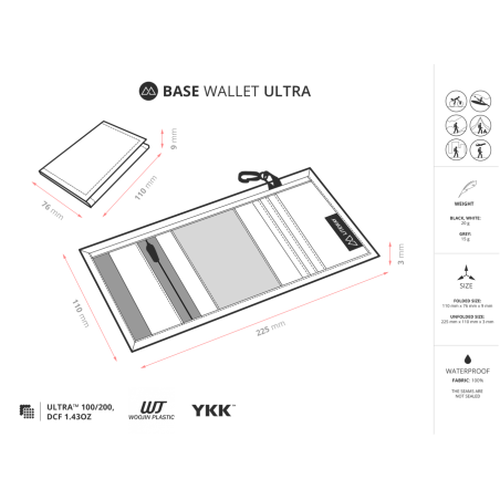 Abmessungen Liteway Base Wallet Ultra Portemonnaie