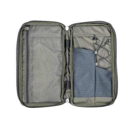 Tatonka Knife Pouch Lock BC Stone Grey Oliv aufgeklappt mit Innentaschen