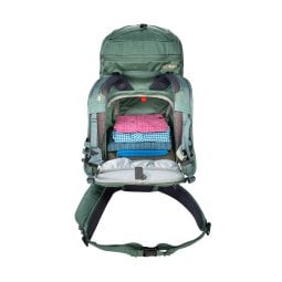 Tatonka Norix 31 leichter Wander Rucksack Damen Rückseite geöffnet und beispiehaft bepackt