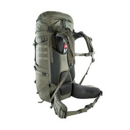 Tatonka Yukon 60+10 BC Rucksack Damen Stone Grey Olive Rückseite mit verstellbarem V2 Women Tragesystem