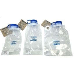 alle 3 Größen der Nalgene Faltflasche Cantene Weithals nebeneinander abgebildet