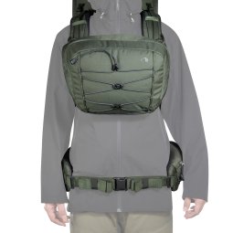 Tatonka Yukon 70+10 BC Rucksack mit Deckelfach vorne vor der Brust befestigt