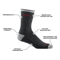 Features der Darn Tough Hiker Micro Crew Cushion Socke Black Herren Wandersocke