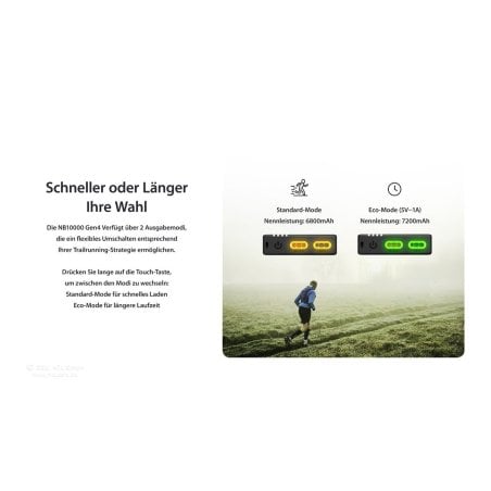 Nitecore NB10000 Gen4 Powerbank mit farblicher Anzeige für Standard und Eco Modus
