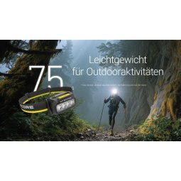 ohne Akku wiegt die Nitecore HA27 UHE Stirnlampe nur 75 g