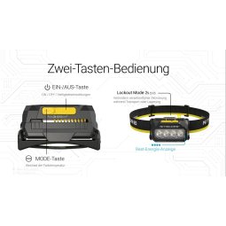 Nitecore HA27 UHE Stirnlampe mit einfacher 2 Tasten Bedienung