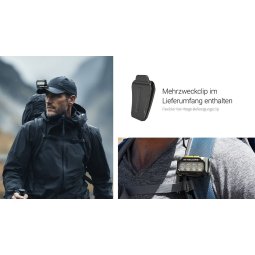 Nitecore HA27 UHE Stirnlampe mit dazugehörigem Befestigungsclip