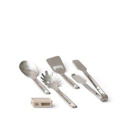 4-teiliges Sea to Summit Detour Stainless Steel Utensil Set mit Grillzange, Spaghettilöffel, Pfannenwender und Servierlöffel