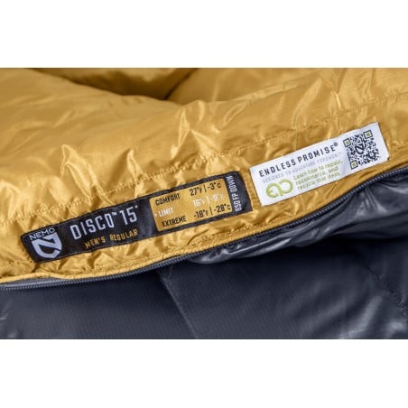 Nemo Disco 15 Daunenschlafsack Schild mit Temperaturbereich im Inneren