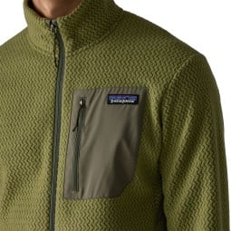 Brusttasche an der Patagonia R1 Air Jacket Caper Green