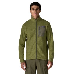 Patagonia R1 Air Jacket Caper Green getragen in der Frontansicht