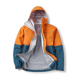 Rab Firewall Regenjacke 3-Lagen Hardshell Dark Melba/Tempest Blue geöffnet