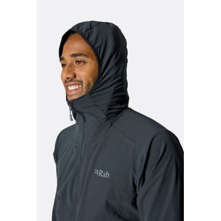 Rab Borealis Hoody Softshelljacke mit eng anliegender helmtauglicher Kapuze