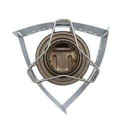 Trangia Pan Stand Triangle von oben betrachtet mit Spiritusbrenner darin
