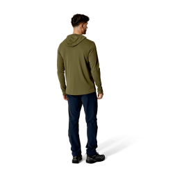 Rab Force Hoody UV-Schutz Langarmshirt Oliv von Model getragen in der Rückansicht